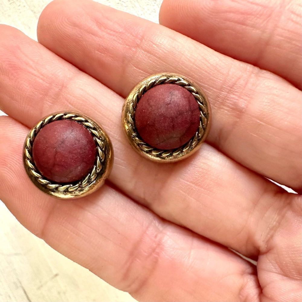 Chico’s red /brown gold tone post earrings